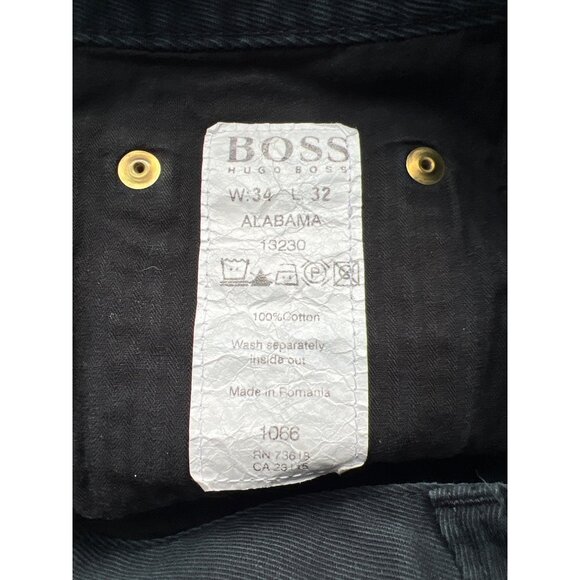 Boss Hugo Boss Jeans Size 34x32 Alabama Straight Leg Solid Black Cotton Casual - Picture 6 of 8